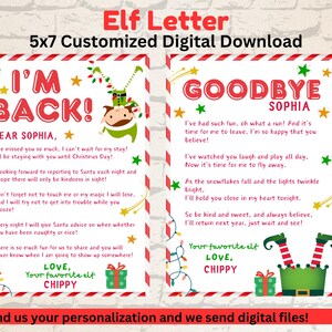 ¡He vuelto! Carta de llegada de elfo, carta de regreso, elfo ha vuelto, adiós elfo - Carta personalizada - Descarga digital personalizada
