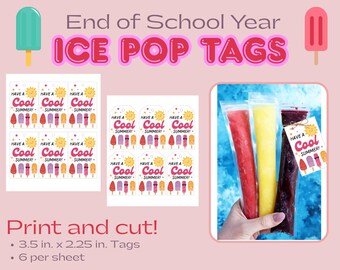 Ice Pop Tag - End of School Year, Summer Treat (Instant Download)