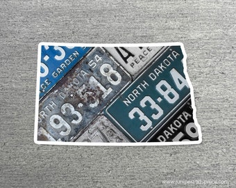 North Dakota Vintage License Plate Sticker Waterproof North Dakota Road Trip Vinyl Sticker