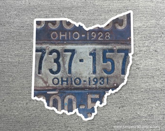 Ohio Vintage License Plate Sticker Waterproof Ohio Road Trip Vinyl Sticker