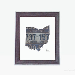 Ohio Home Print | Ohio State Outline Art | Vintage License Plate Art ...