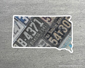 South Dakota Vintage License Plate Sticker Waterproof South Dakota Road Trip Vinyl Sticker