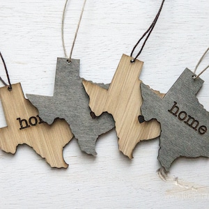 Texas Outline Ornament | Rustic Wood | Heart Home | Texas Love | Etched | Laser Cut
