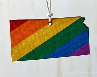 Kansas Handmade Gift For Friend Pride Ornament Handmade Christmas Ornament LGBTQ Rainbow Kansas Fridge Magnet Gay Kansas Gift