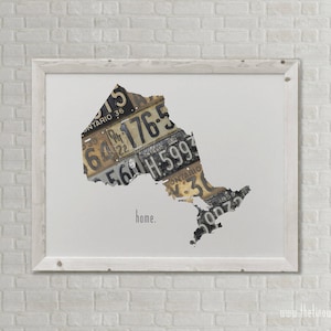 Ontario Home Print | Canadian Province Outline Art | Vintage License Plate Photograph | Home Decor | Roots | Canada Toronto