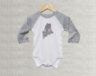 Maine Baby One Piece | Romper Vintage License Plate Art | Maine State Outline Art | Baby Gift | Maine Baby Bodysuit