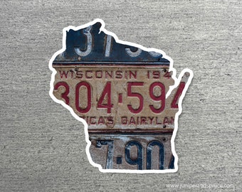 Wisconsin Vintage License Plate Sticker Waterproof Wisconsin Road Trip Vinyl Sticker