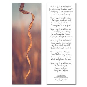 Photo Bookmark | When I Say I am a Christian Poem | Carol Wimmer | Nature | Church | Christianity | Stocking Stuffer | Under 5
