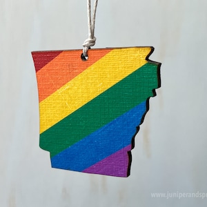 Arkansas Handmade Gift For Friend Pride Ornament Handmade Christmas Ornament LGBTQ Rainbow Arkansas Fridge Magnet Gay Arkansas Gift