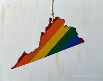 Virginia Handmade Gift For Friend Pride Ornament Handmade Christmas Ornament LGBTQ Rainbow Virginia Fridge Magnet Gay Virginia Gift