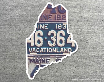 Maine Vintage License Plate Sticker Waterproof Maine Road Trip Vinyl Sticker