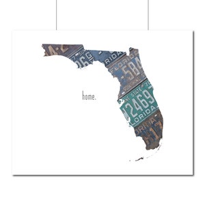 Florida Home Print | License Plate Art | Florida State Outline Art ...