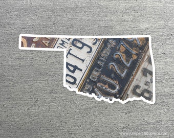 Oklahoma Vintage License Plate Sticker Waterproof Oklahoma Road Trip Vinyl Sticker