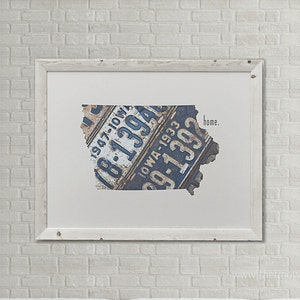 Iowa Home Print | State Outline Art | Vintage License Plate Art ...