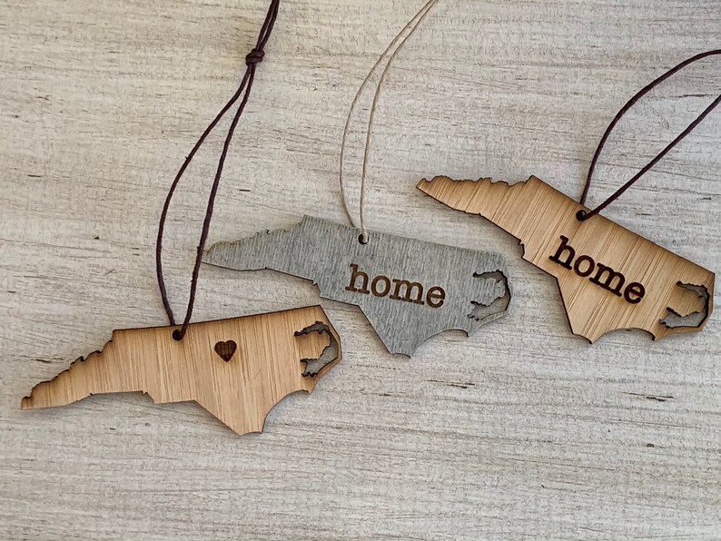 North Carolina Outline Ornament | Rustic Wood | Heart Home | North ...
