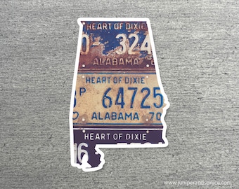 Alabama Vintage License Plate Sticker Waterproof Alabama Road Trip Vinyl Sticker