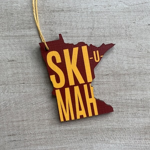 Minnesota Gophers Ski-U-Mah Outline Ornament | Rustic Wood | Minnesota Love | Etched | Laser Cut | Personalized