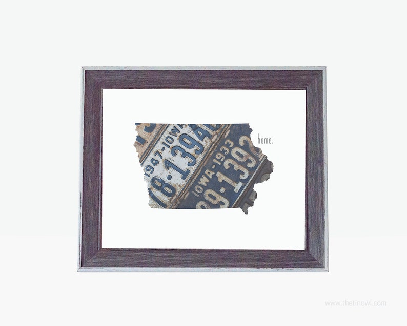 Iowa Home Print State Outline Art Vintage License Plate - Etsy