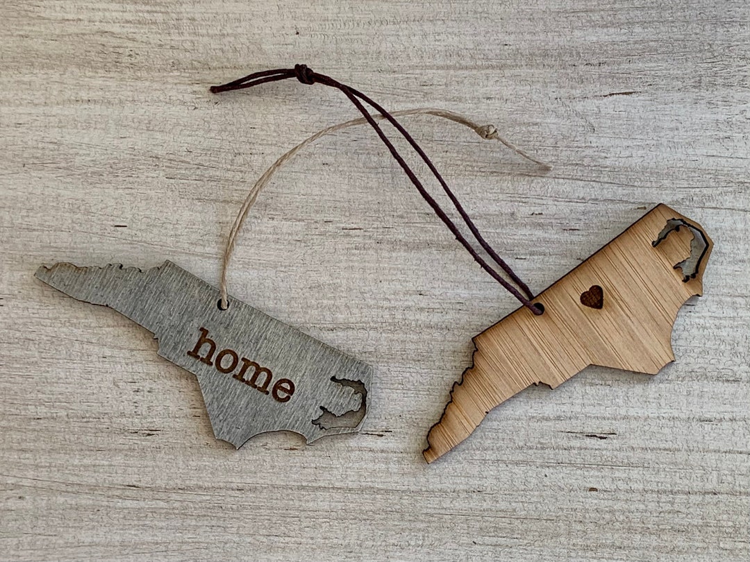 North Carolina Outline Ornament | Rustic Wood | Heart Home | North ...