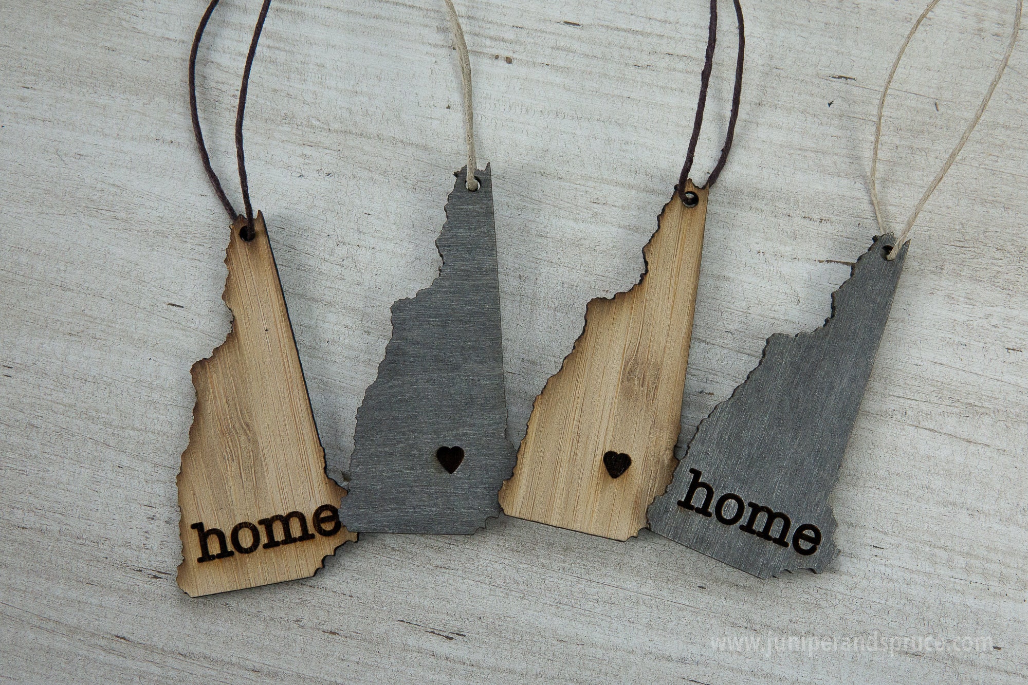 New Hampshire Outline Ornament | Rustic Wood | Heart Home | New ...