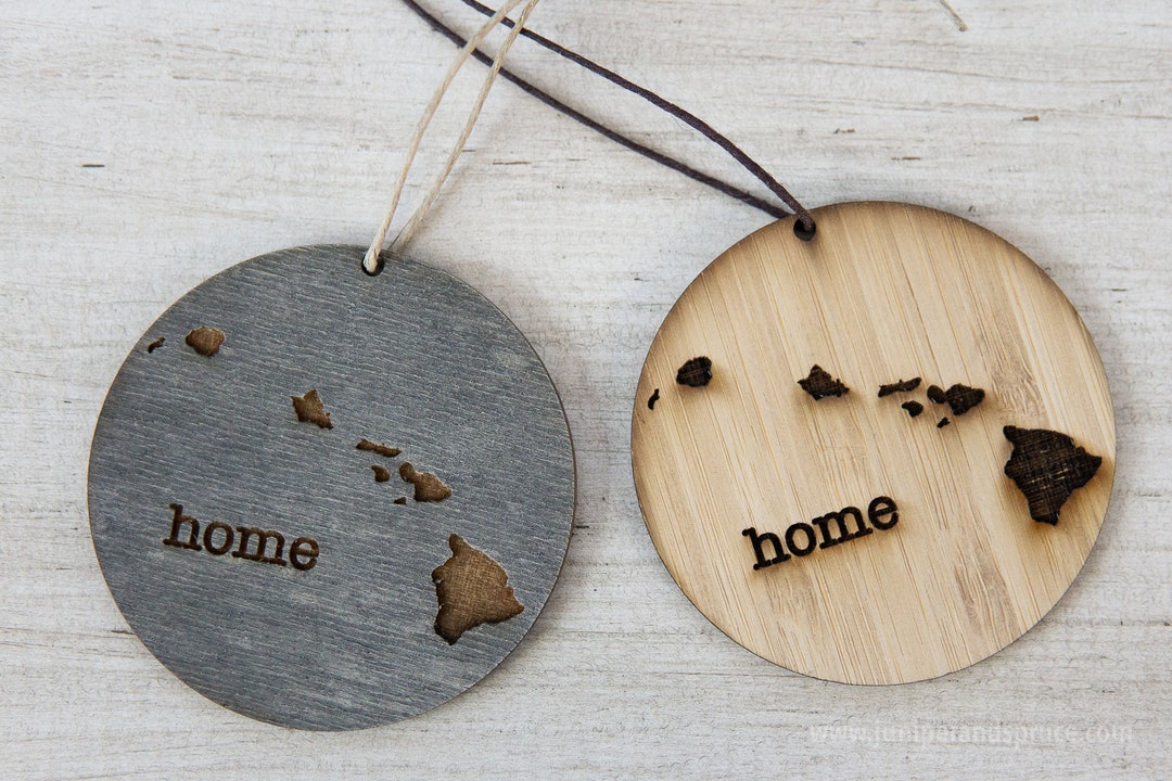 Hawaii Ornament | Rustic Wood | Home | Hawaii Home | Etched | Laser Cut ...