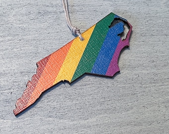 North Carolina Handmade Gift For Friend Pride Ornament Handmade Christmas Ornament LGBTQ Rainbow North Carolina Fridge Magnet Gay Gift