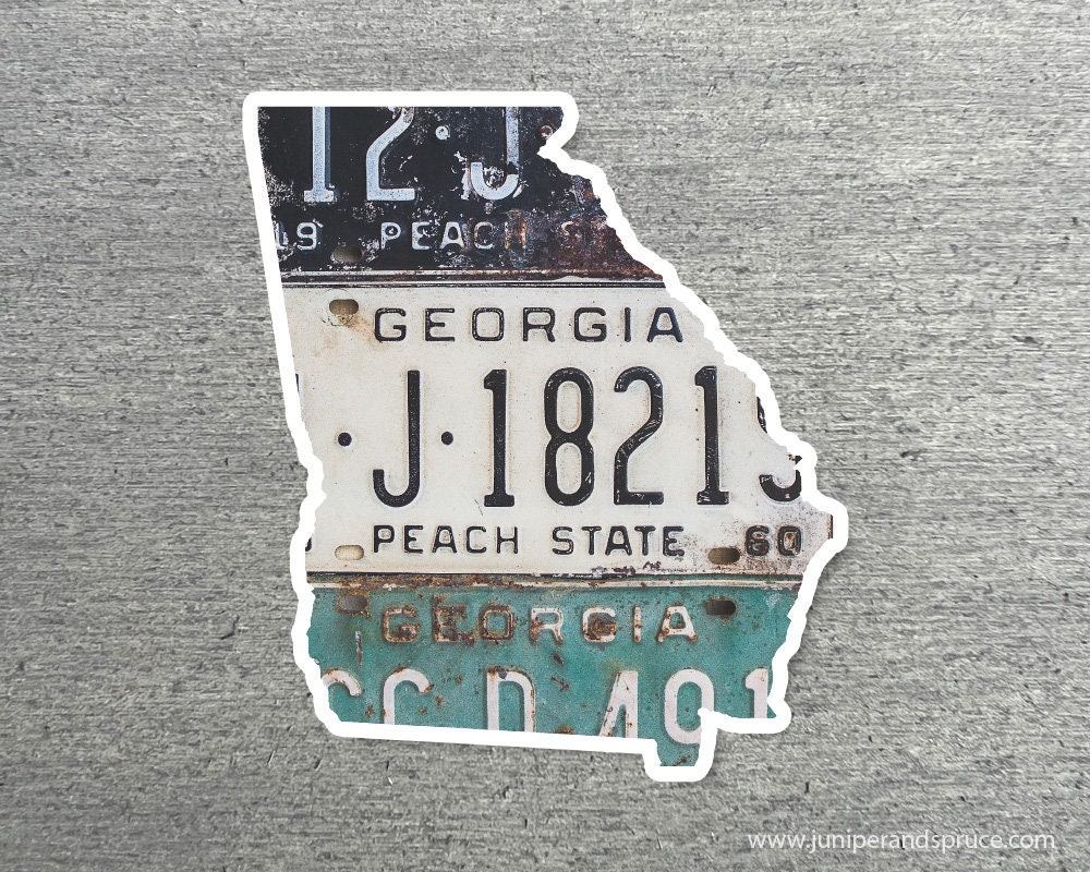 Georgia Vintage License Plate Sticker Waterproof Georgia Road Trip ...
