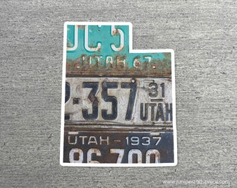 Utah Vintage License Plate Sticker Waterproof Utah Road Trip Vinyl Sticker