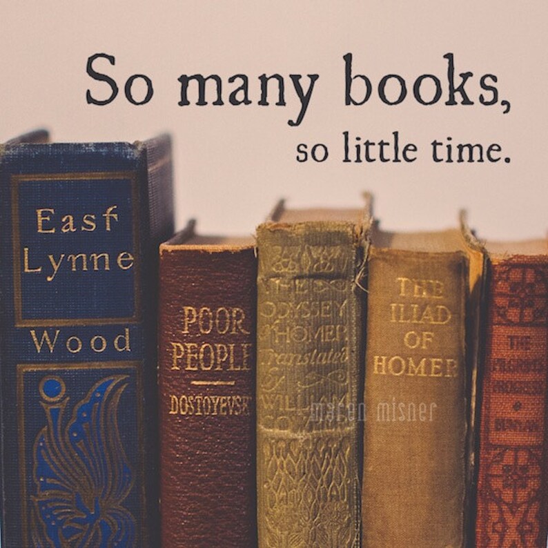 Vintage Books Print So Many Books So Little Time Quote Etsy