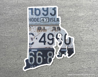 Rhode Island Vintage License Plate Sticker Waterproof Rhode Island Road Trip Vinyl Sticker