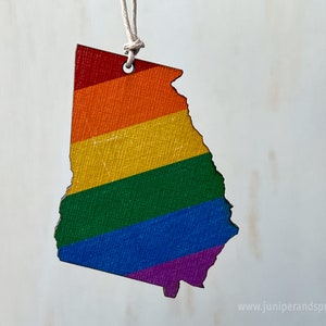 Georgia Handmade Gift For Friend Pride Ornament Handmade Christmas Ornament LGBTQ Rainbow Georgia Fridge Magnet Gay Georgia Gift