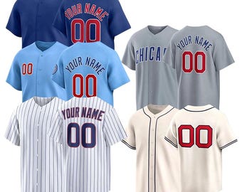 Spersonalizowana koszulka drużyny baseballowej Chicago, spersonalizowany haft z imieniem i numerem na prezent dla mężczyzn, dzieci i fanów baseballu
