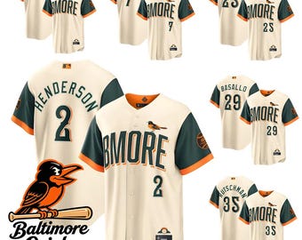 Camiseta personalizada de los Baltimore Orioles 2026 City Connect, camiseta con nombre y número bordados a medida, regalo para hombres, niños y aficionados al béisbol.