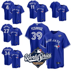 Camiseta personalizada de los Toronto BlueJays Royal de la Serie Mundial 2025, camiseta personalizada con nombre y número bordados, regalo para hombres, niños y aficionados al béisbol.
