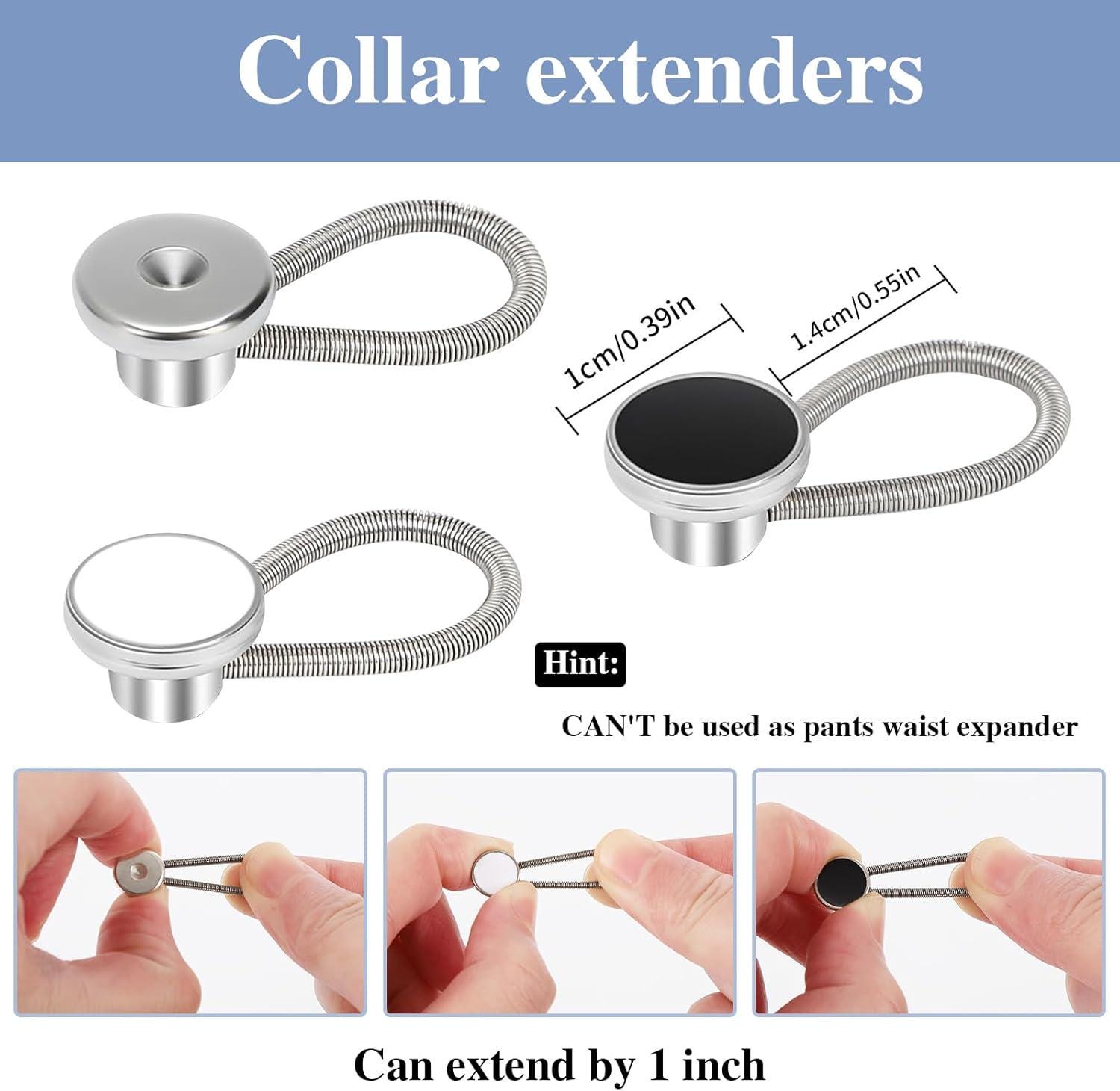 12 Pcs Elastic and Adjustable Collar Extenders for Mens Shirts ...