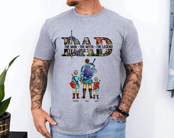 Camiseta personalizada de Zelda para papá, camiseta de jugador de Breath of the Wild