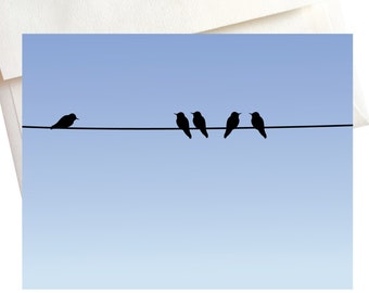 Birds on a Wire Note Cards | Cute Animal Cards | Illustrated Cards | Birds | Animal Stationery | Bird Stationery