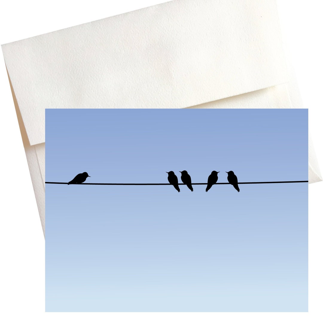 Birds on a Wire Boxed Note Cards – Illustrated Bird Art, 8 A2 Recycled ...