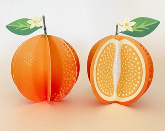 Handmade Paper Oranges, Set of 2 | Decorative objects, fully assembled 3D paper art, decorative accent, cottagecore home decor