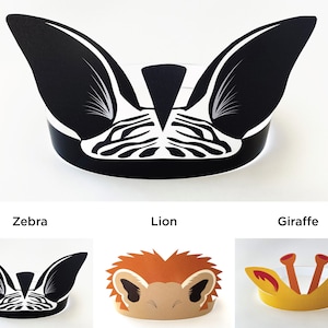 Safari Animal Paper Crown Templates | Birthday Crown | Kids Play Crown | Party Favor Decor | African Wildlife | Zebra |  Lion | Giraffe