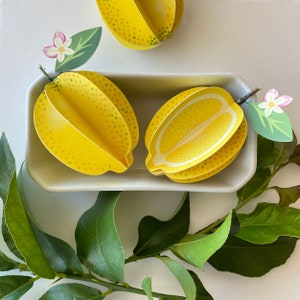 Handmade Paper Lemons, Set of 2 Decorative Objects Paper Art Decorative Accent Cottagecore image 2