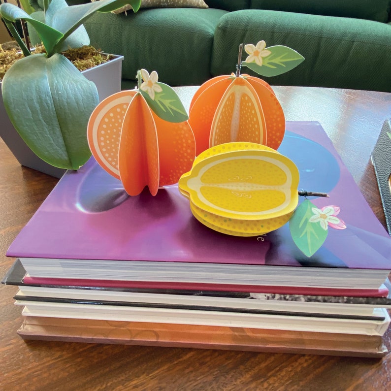 Handmade Paper Lemons, Set of 2 Decorative Objects Paper Art Decorative Accent Cottagecore image 6