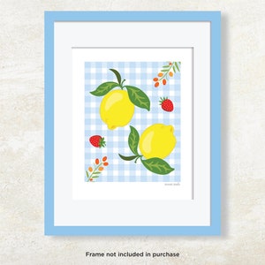 Gingham Lemons Giclée Art Print | Lemon Art | Art Print | Wall Decor | Fruit Poster | Lemon Print | Farmhouse | Country | Giclée Print