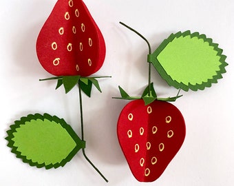 Handmade Paper Strawberries, Set of 2 | Decorative Objects | Paper Art | Decorative Accent | Cottagecore | Paper Craft