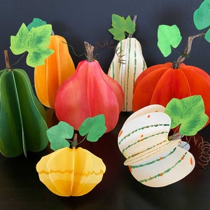 DIY Paper Pumpkins, Squashes, and Gourds | Paper Pumpkins Crafting Template | Paper Craft Tutorial | DIY Fall Decor | Art Project