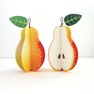 Handmade Paper Pears, Set of 2 | Home decor, unique decorative accent, fully assembled paper art, cottagecore decor
