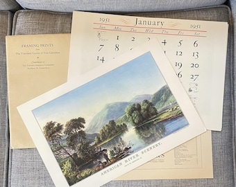 1951 Travelers Currier & Ives Framing Prints Vintage Americana Kunst Set