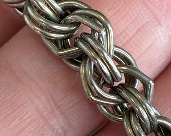 Vintage Double Rope Chain Necklace Heavy Thick Silver Tone 26" Statement Link