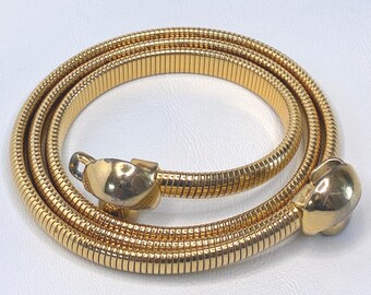 Vintage Mimi Di N Belt Mushroom Gold Tone Expandable Snake Chain 1977