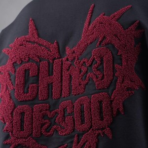 Child of God T-Shirt, Thorn Heart Chenille Patch Gothic Tee, Grunge Oversized Streetwear